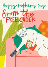 Funny Father's Day Card - Freeloading Cat - Cat Dad created by AbiGoLucky