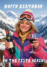 Funny Birthday Card - On The Piste - Skiing created by Giddy Kipper