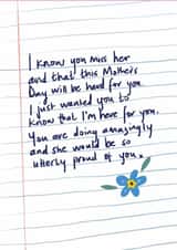 Caring, sentimental Mother's Day card for those that have lost their mum. created by martha and hepsie ltd