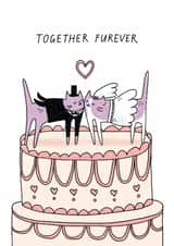Cute Wedding Card - Cat Cake - Together Furever created by Sunpatch Society