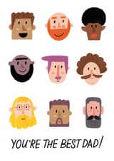 Сute Father's Day Card — Faces — Best Dad  — Different Dads created by Anna Bencic