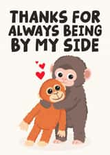 Cute Anniversary/Mother's Day Card - Thanks For Always Being By My Side - Punch The Monkey Card created by Studio Doodles