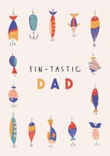 Funny Father's Day or Dad Birthday Card – Fin-Tastic Fishing Design for Him created by Sad Girl Illustration