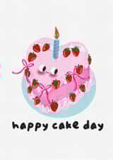 Happy Cake Day Cute Heart Cake Birthday Card created by Disco Custard