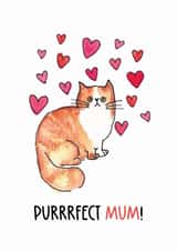 Cat Mother's Day Card - Watercolor Ginger Cat Pun - Purrrfect Mum for Cat Mum created by Studio Flafello LTD
