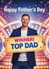 Funny Father's Day Card - Top Dad - Game Show Winner created by Giddy Kipper