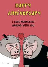 Funny monkey anniversary card. Cartoon joke card. created by Blessherlittleartoons by Amy