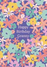 Colourful Birthday card for Granny - fun flowers - Happy Birthday created by Sazerelli Designs