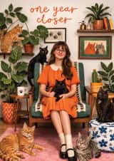 Funny Birthday Card - Cat Lady created by AbiGoLucky