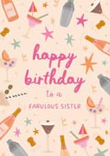 Pretty Cocktail Party Birthday Card - For a Fabulous Sister created by The Pattern Press