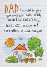 Funny Father's Day card from a son or daughter who is still at home created by Pride Cards UK