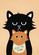 Little Paws Baby Card – Funny Newborn Card for New Parents, Black Cat & Kitten created by Baldy And The Fidget