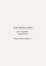 Funny Five Year Wedding Anniversary Card - Perfect for Husband or Wife! created by Puns and Needles