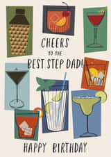 Classic Birthday Card - Cheers To The Best Step Dad - Cocktails created by Nina Raby - Jones
