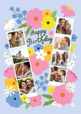 Personalised Birthday Photo Card created by Lemon and Sugar - Pretty Birthday Card - Floral Photo Booth