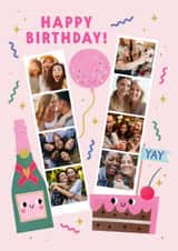 Personalised Birthday Photo Card created by Lemon and Sugar  - Cute Birthday Card - Cake And Fizz - Photo Booth