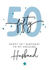 50 Fifty Birthday Card for Husband Modern Typographic 50th Birthday Card created by The Stamford Press