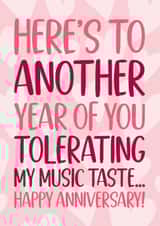 Funny Anniversary Card - Tolerating My Music Taste created by TeePee Creations