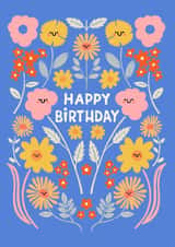 Cute Birthday Card - Smiley Flowers - For Her created by Nicola Watson
