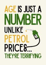 Funny Birthday Card - Petrol Prices - Terrifying created by Pink Peach Cards
