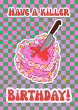 Have a Killer Birthday! Cute Horror Cake Illustration created by Good Vibe Girl Gang