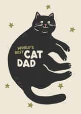 Cute Father's Day Card - World's Best Cat Dad - Cat created by Jess Shah