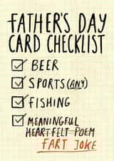 Funny Father's Day Card - Checklist created by Amy Hodkin