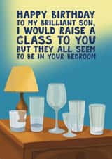 Funny Birthday Card - For Son - Bedroom Glass Collection created by Pickled Prints