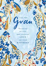 Traditional Birthday Card - For Gran - Painted Floral Frame created by Rebecca Prinn