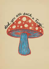 Funny Father's Day or Birthday Card for Dad - Risograph Mushroom Illustration created by Bonne Nouvelle