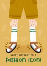 Funny Birthday Card - Socks And Sandals - Fashion Icon created by Joanne Hawker