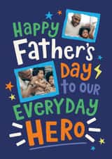 Personalised Father's Day Photo Card created by Dotty Black - Bright and bold Father's Day card for your everyday hero - Stars, lightning bolt