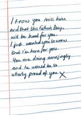 A thoughtful card to send to someone missing their dad on Father's Day created by martha and hepsie ltd