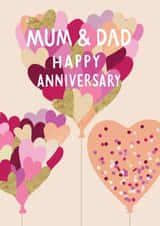 Classic Anniversary Card - For Parents - Heart Balloons created by Louise Tiler