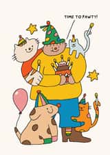 Cute Birthday Card - Cats And Dogs - Time To Pawty created by Rumble Cards