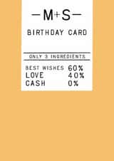 Funny Foodie Card - Friend - M&S - No cash created by Pickled Prints