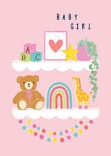 Cute New Baby Card - Baby Girl - Nursery Toys created by Rosanna Rossi