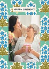 Personalised Birthday Photo Card created by Taya Cosgrove - Pretty Birthday Card - Delphinium Pattern