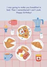 Funny Birthday Card From Partner | Breakfast In Bed | Can't Cook created by NOD Studio