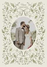 Personalised Anniversary Photo Card created by Zove Ahh - Pretty Anniversary Card - Watercolour Leaves