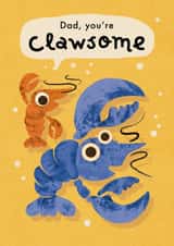 Cute Father's Day Card - Lobster - You're Clawsome created by Emily Nash Illustration