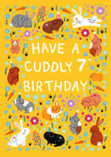 Cute 7th Birthday Card - For Her - Guinea Pigs & Rabbits created by Pear Tree Press