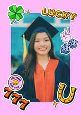 Personalised Good Luck Photo Card created by Ellen Jane LDN - Cute Good Luck Card - Sticker Frame