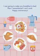 Funny Anniversary Card - Breakfast In Bed - Can't Cook created by NOD Studio