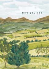 Traditional Father's Day Card - Field Landscape - Love You Dad created by Joy Jen Studio