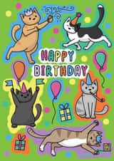 Cute Birthday Card - Party Cats created by Doodlecats