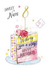 Traditional Birthday Card - 8th - Lovely Niece - Cake created by Katie Phythian Design