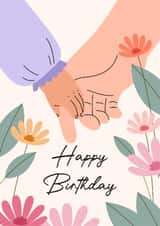 Cute Birthday Card — For Parent — Holding Hands created by Sad Girl Illustration