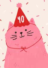 Cute Birthday Card - 40th - Party Cat created by ItsJessica