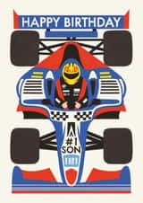 Classic Birthday Card - For Son - Formula 1 Racing created by AbiGoLucky